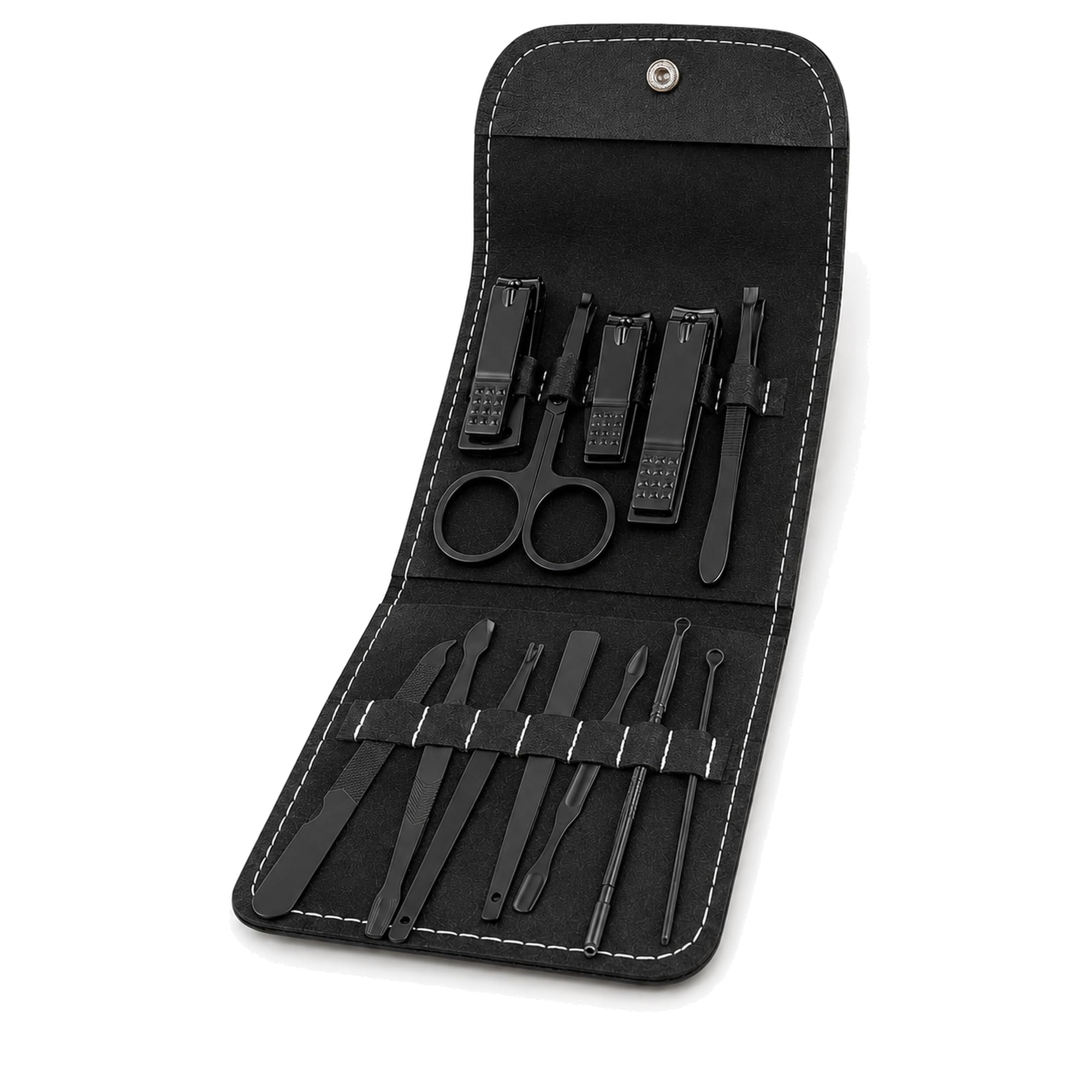 Maniküre- und Pediküre-Set 12-teilig im schwarzen Etui